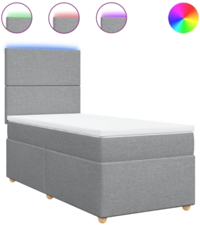vidaXL Boxspringbett mit Matratze Hellgrau 80x200 cm Stoff 3293400
