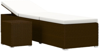 vidaXL Sonnenliege mit Auflage und Teetisch Poly Rattan Braun 46226