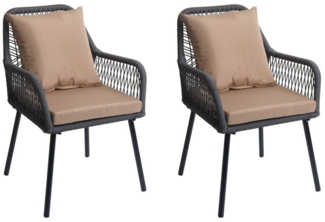 MCW Gartenstuhl MCW-O12-R (2 St), Mit elastischem Seilgeflecht, Inklusive Sitz- und Rückenpolster