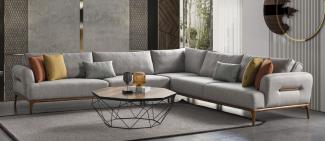 Casa Padrino Luxus Ecksofa mit verstellbaren Rückenlehnen Grau / Braun 325 x 295 x H. 97 cm - Wohnzimmer Sofa mit Schlaffunktion - Wohnzimmer Möbel - Luxus Möbel - Luxus Einrichtung