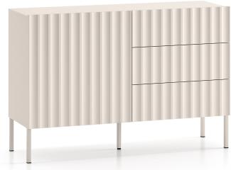 Selsey 'Derriva' Sideboard mit Schubladen und geriffelten Fronten, hellbeige, ca. 77 x 113 x 37 cm