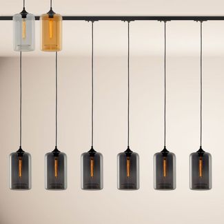 s.luce Cruet Up Esstisch-Hängeleuchte 1-Phasen-Schiene Mitteleinspeiser Rauch