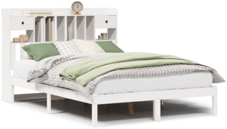 vidaXL Massivholzbett mit Regal ohne Matratze Weiß 160x200 cm Kiefer 3321631