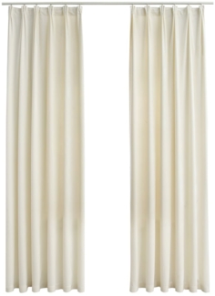 vidaXL Verdunkelungsvorhänge mit Haken 2 Stk. Samt Creme 140x175cm 134516
