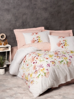 Ranforce Single XXL Bettbezug-Set (DE), 'Emma', Lachs, Weiß