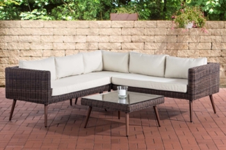 CLP Eck-Loungeset Molde Rundrattan braun-meliert,cremeweiß 40 cm (Dunkelbraun)