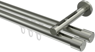 Innenlauf-Gardinenstangen-Set Siteno Santo 180 cm, 2-läufig, 20 mm Ø Edelstahl-Optik