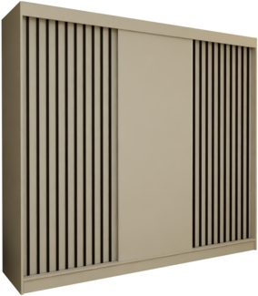 AX LIVING Cabinio Schwebetürenschrank Beige 240 cm Schwarze Lamellen