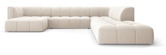 Micadoni Modulares Panorama Ecksofa Serena 7-Sitzer Rechts Samtstoff Hellbeige