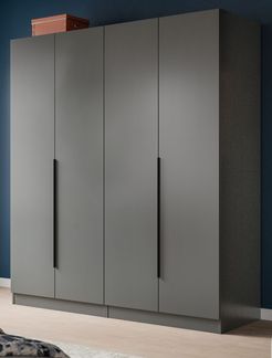 Kleiderschrank 4-türig Swan in grau 160 x 181 cm