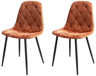 riess-ambiente Esszimmerstuhl GLAMM rostbraun/schwarz - Chenille Cremona, Metallbeine, Ziersteppung (Set, 2 St), 2 Stühle - ideal für Küche, Essz-, Wohn-, Arbeitszimmer & Büro