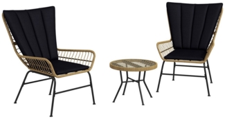Outsunny Sitzgruppe Gartenmöbel-Set mit 2 Stühlen, Beistelltisch, (Bistro-Set, 3-tlg, 3-teiliges Set bestehend aus zwei Sesseln und einem Tisch), Ergonomische Rückenlehne