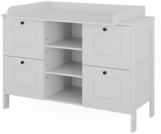 Wickelkommode Ajaton Weiß 133 x 98.4 cm mit 4 Schubladen Vitalispa