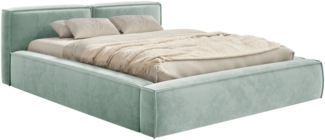 Selsey 'Tilves Slim'Polsterbett 200x200 mit Bettkasten und Lattenrost, Velours, salbeigrün