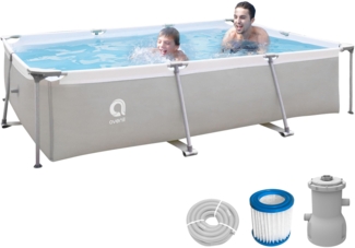 Avenli Frame Rectangular Pool Set 300 x 207 x 65 cm, Aufstellpool, rechteckig, mit Pumpe, grau
