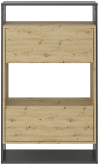 Calicosy Schuhschrank 2 Schubladen Eiche und Dunkelgrau Verona 2 - L68,5 cm - Helles Holz