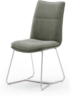 2er Set Kufenstuhl Hampton - Olive / Edelstahl