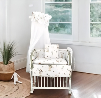 Beistellbett Baby mit Vollausstattung – Design "Kätzchen"