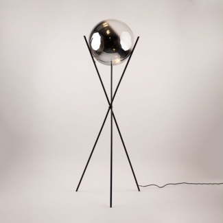 s.luce Stehlampe Dreibeinleuchte Orb 40cm Glaskugel Rauch Verlauf, Schwarz