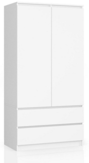 Home Collective Kleiderschrank weiß, Schrank mit 2 Türen und 2 Schubladen 90cm breit