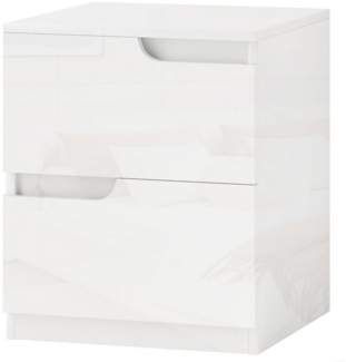 MC Star Nachtschrank Nachttisch mit 2 Schubladen, Beistelltisch für Wohnzimmer (Schlafzimmer, 40 x 40 x 48 cm, Hochglanzweiß)