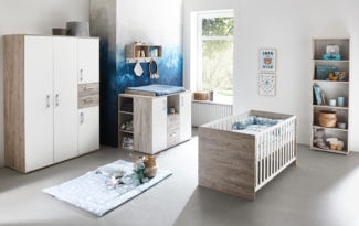 Babymöbel-Megaset »Bente« 7-teilig, Eiche Sand / Weiß, Arthur Berndt