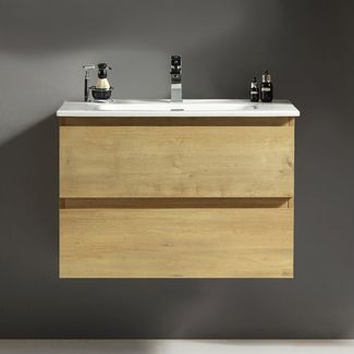 Alpenberger Badmöbel-Set - Badschrank Badezimmer Schrank, (2 Waschbeckenunterschrank Schubladen, Waschbecken mit Überlauf), Waschtisch mit Unterschrank 80 cm Breit