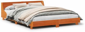 vidaXL Massivholzbett ohne Matratze Wachsbraun 160x200 Kiefernholz 850724