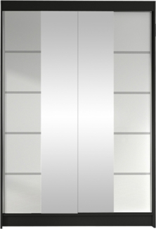 Kleiderschrank Lino V, ohne Beleuchtung, Farbe: Schwarz / Weiß