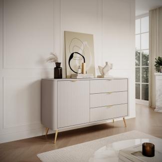 Furnix Kombikommode Katine 138 cm Sideboard mit Schubladen und Tür Beige/Gold oder Schwarz, BxHxT 138,2x81,2x38 cm, dekorativ & robust