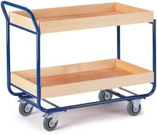 Rollcart Tischwagen mit 2 Etagen 1000x575 mm Buchedekor 80mm Rand