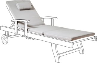 Liegenauflage TOSCANA JAVA AMANTEA PREMIUM 189x58 cm Hellgrau