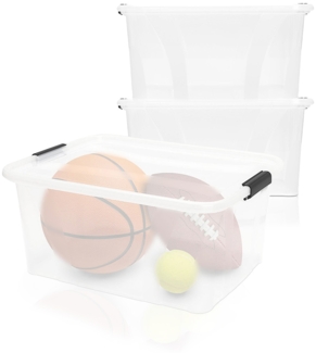 BigDean 2er Set Aufbewahrungsbox mit Deckel transparent - 32L + Clipverschluss - Stapelbox Ordnungsbox Clipbox Lagerbox Box mit Deckel Storage Boxes - Klarsichtbox mit Deckel – stapelbar