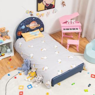 COSTWAY 140x70 cm Kinderbett mit weichem Kopfteil & Fußteil, Lattenrost Babybett, Einzelbett für Jungs und Mädchen von 3 bis 5 Jahren (Planet)