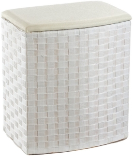 Kobolo Wäschesortierer Wäschebehälter Wäschesammler - Nylon - beige weiß (Stück, mit Deckel), 45x33x53 cm