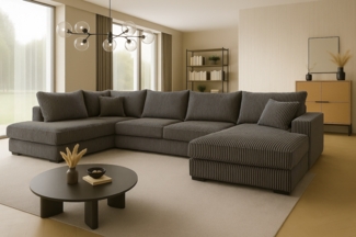 Ecksofa FABIO 328x182 cm mit Schlaffunktion, Bonellfederkern und Bettkasten