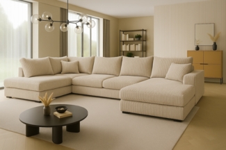 Ecksofa FABIO 328x182 cm mit Schlaffunktion, Bonellfederkern und Bettkasten