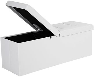 Faltbarer Sitzhocker, Sitzbank mit 120 L Stauraum, bis 300 kg belastbar, Kunstleder, LSF75WT