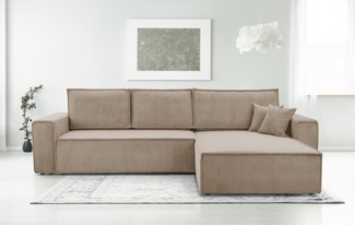 AX LIVING Cord Couch L Form – Cedria L+R Wohnlandschaft 287 cm Beige