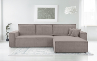 AX LIVING Cord Couch L Form – Cedria L+R Wohnlandschaft 287 cm Beige
