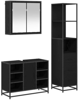 vidaXL Badezimmermöbel-Set 3 pcs Schwarz Eichen-Optik Holzwerkstoff 3402422
