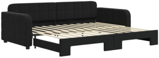 vidaXL Tagesbett Ausziehbar Schwarz 90x200 cm Samt 3196933