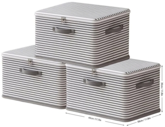 Luckice Aufbewahrungsbox 45 x 30 x 30 cm Faltbare Aufbewahrungsbehälter mit Reißverschluss, (1 Stück/3 Stück,mit Deckel,3 Griffen, Aufbewahrung für Kleidung,faltbare Stoffbox mit Griffen), für Kleidung, Decken,für Schlafzimmer, Schrank