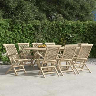 vidaXL Gartenstühle 8 Stk. Klappbar Grau 56x61x89 cm Massivholz Teak 3155072