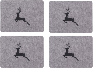 LK Trend & Style Platzset Filz Hirschmotiv Tischset, 44x32 cm, 4-teilig, leicht, (4-teilig), Ideal als Untersetzer oder Tischdeko