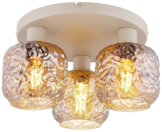 GLOBO LIGHTING Deckenleuchte, Leuchtmittel nicht inklusive, Deckenleuchte Deckenlampe Wohnzimmerlampe beige Glas rauchfarben E27 D