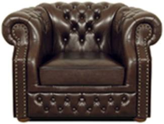 Casa Padrino Echtleder Sessel Dunkelbraun 120 x 90 x H. 80 cm - Chesterfield Sessel