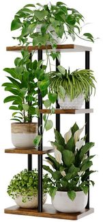 Bamworld Blumenständer Blumenschelf Pflanzenständer Pflanzenregal für mehrere Pflanzen (1 St), 4 Ebenen für 5 Töpfe, Eckpflanztisch – Maße 40 x 24 x 78 cm