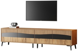 BlingBin TV-Schrank Lowboard Fernsehschrank Für bis zu 75 Zoll Fernseher (TV-Bank, 1-St, Holzfarbe + schwarzer Spleiß-TV-Ständer 180 x 40 x 50 cm) Wohnzimmerschrank mit 8 Stützbeinen, Symmetrisches Design