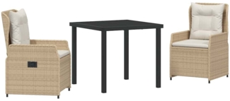 vidaXL Garten Essgruppe 3 pcs Beige Poly-Rattan 3380967